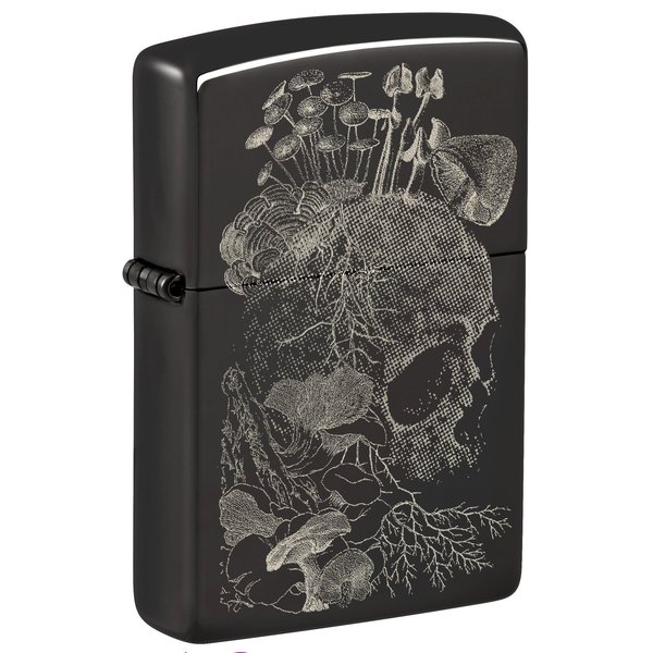 Zippo Skull Mushroom Design High Polish Black Pocket Lighter 48590